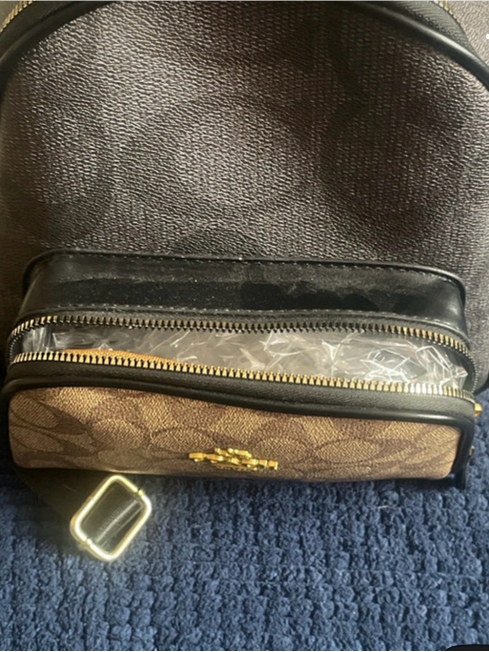 Coach Brown Signature Mini Backpack with Black Trim and Gold Hardware - Picture 3 of 9